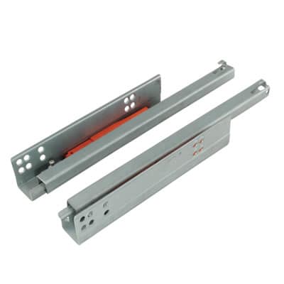 Base Mount Push to Open Drawer Runner - Single Extension - 500mm Length - 25kg - Zinc
