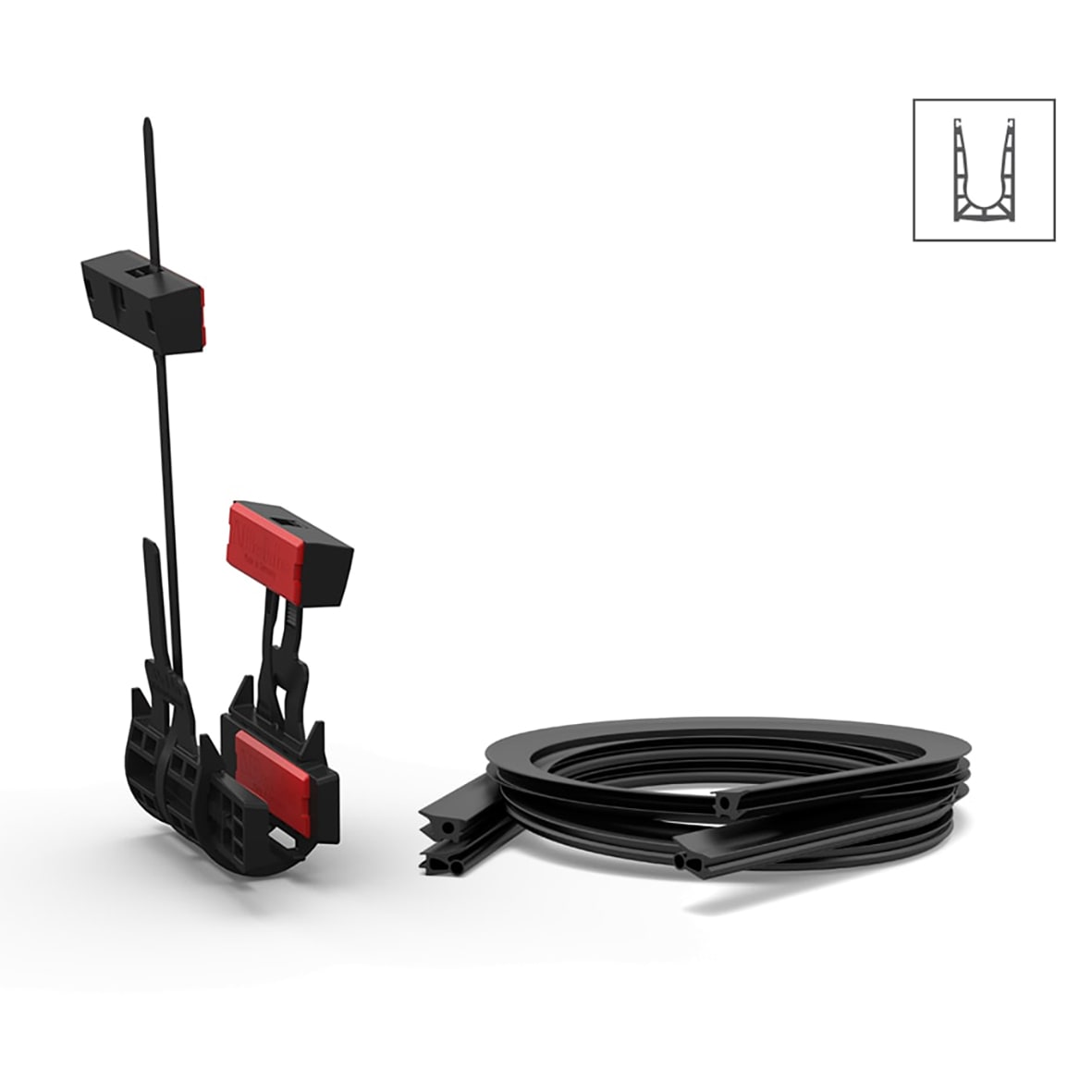 VetroMount Mounting Kit for 17.5mm Glass - to Suit 2500mm Profile Length - Black & Red