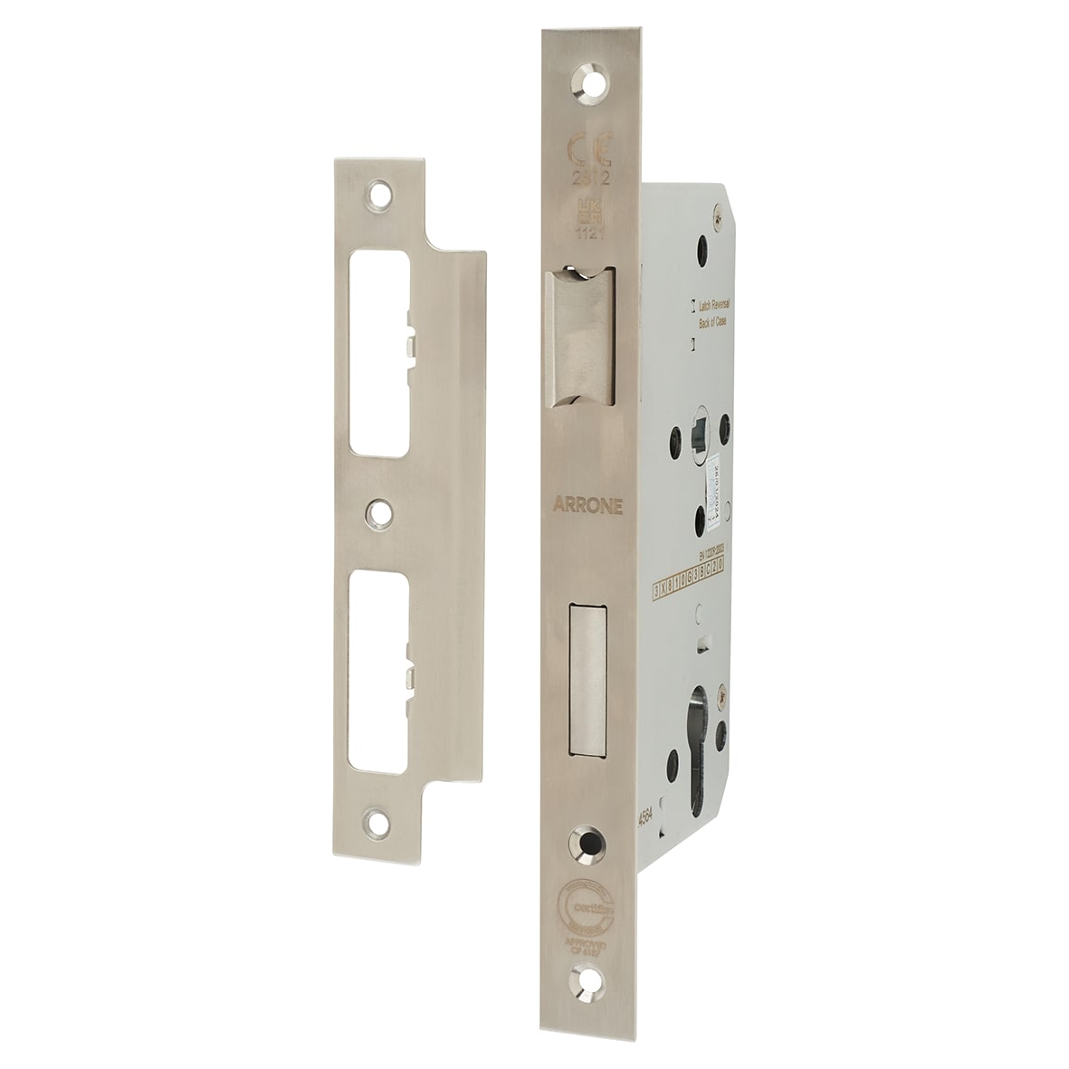 Euro Profile DIN Sashlock - 88mm Case - 60mm Backset - Square - Satin Stainless Steel