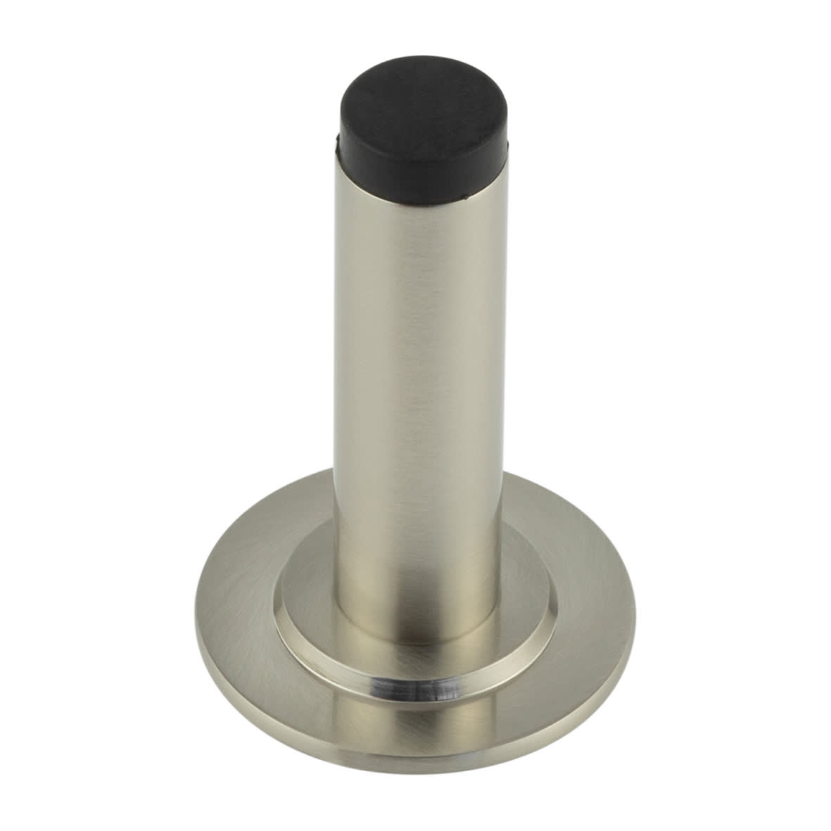 Plain Projection Door Stop on Stepped Rose - 76mm Projection - Satin Nickel