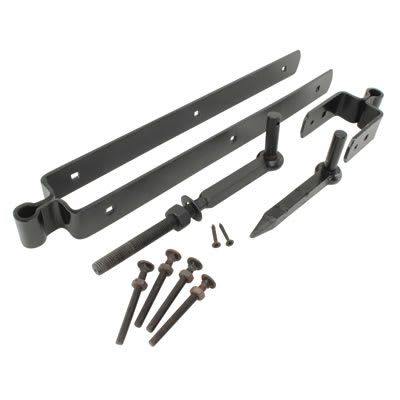 Heavy Duty Double Strap Gate Hinge Set - 600 x 90mm - Black Galvanised