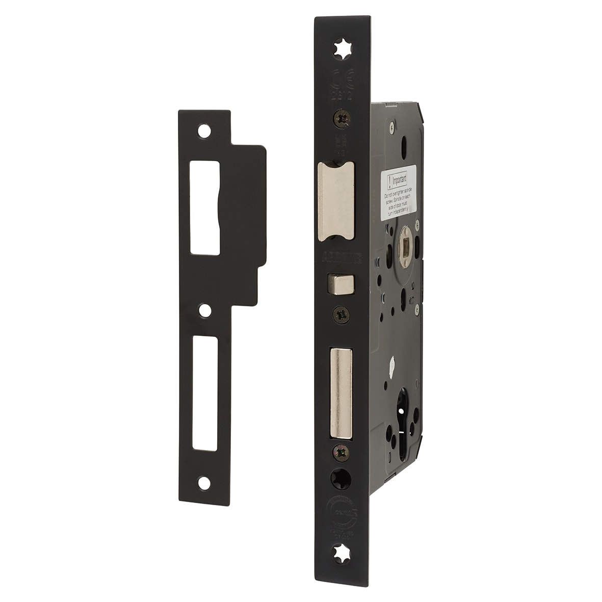 DIN Escape Sashlock - 88mm Case - 60mm Backset - Square - Matt Black