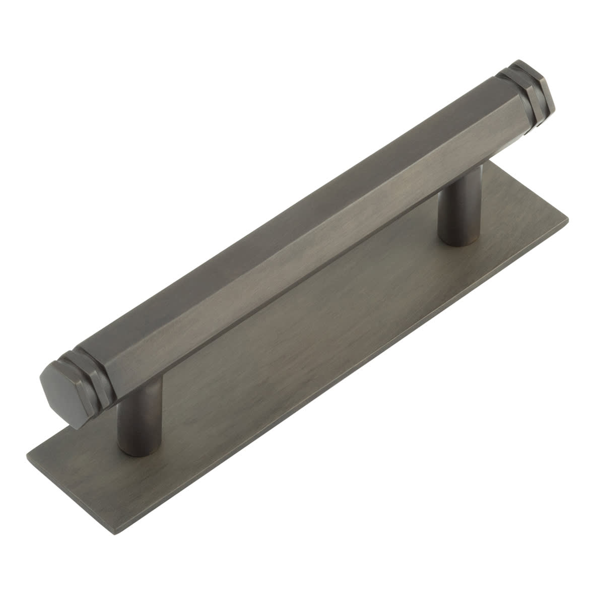 Nile 15mm Hex T-Bar Cabinet Pull Handle on Plain Backplate - 96mm c/c - Dark Bronze
