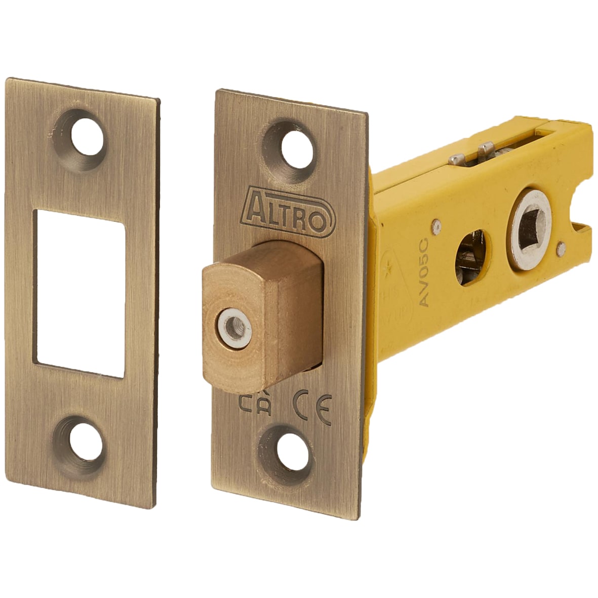 5mm Bolt Through Tubular Bathroom Deadbolt - 76mm Case - 57mm Backset - Square - Antique Brass