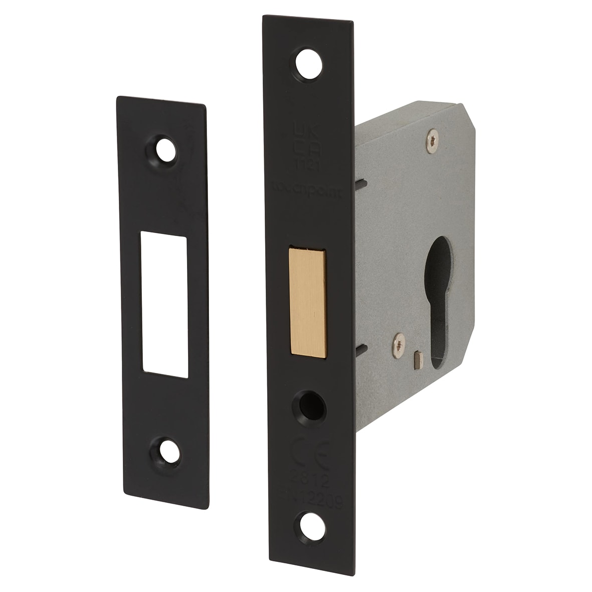 Contract Euro Profile Deadlock - 76mm Case - 57mm Backset - Matt Black