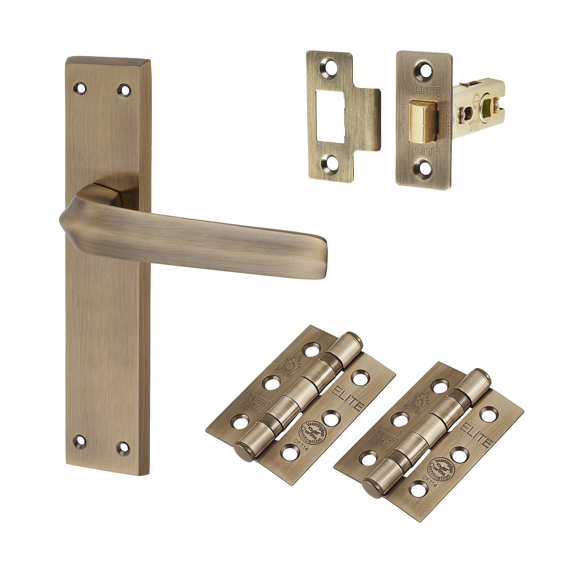 Antique Brass Latch Door Handles Pack - Norley Range