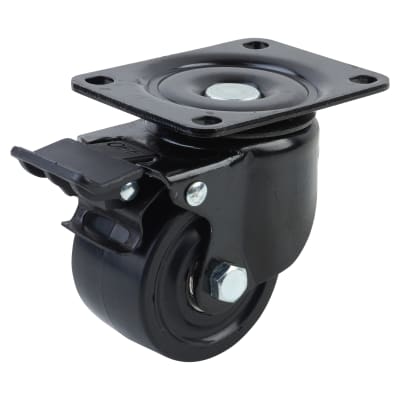 Low Level and High Load Castor - Swivel Braked - 200kg Max Weight - 65mm Diameter - Black