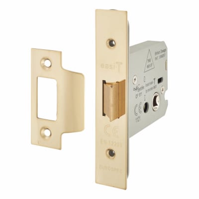 Heavy Duty Bolt Through Flat Latch - 79mm Case - 57mm Backset - PVD Brass