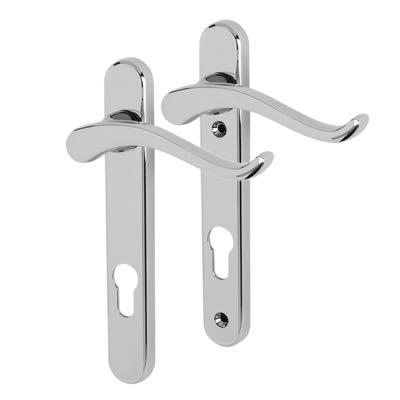 Bright Chrome uPVC Scroll Multipoint Door Handles - 92mm c/c - RH - Windsor Range