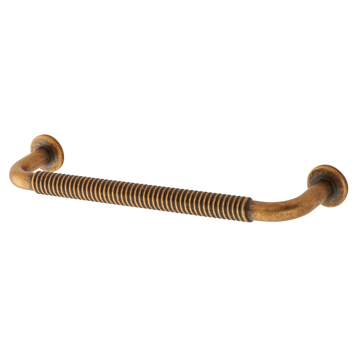 Crewe 10mm Reeded D-Bar Cabinet Pull Handle - 128mm Centres - Antique Brass