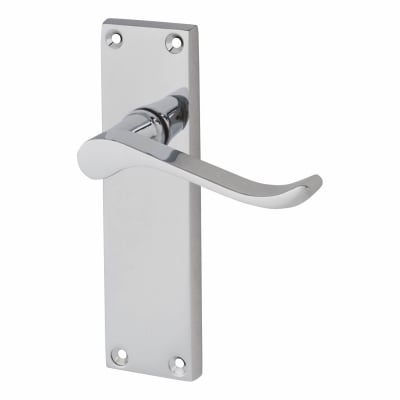 Polished Chrome Budget Scroll Latch Door Handles - Mia Range - 153 x 42mm