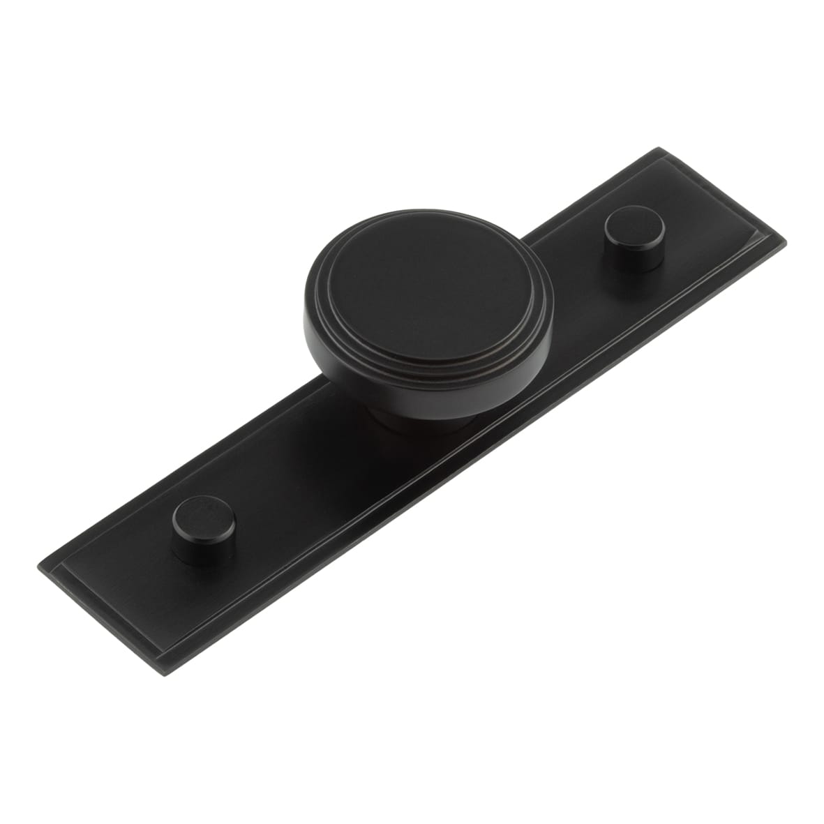 Cropley Stepped Round Cabinet Knob on Stepped Backplate - 40mm Diameter - Black