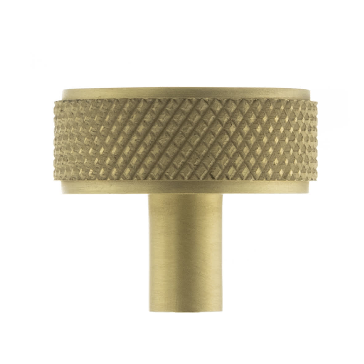 Millhouse Brass Hargreaves Knurled Round Cabinet Knob - 35mm Diameter - Satin Brass