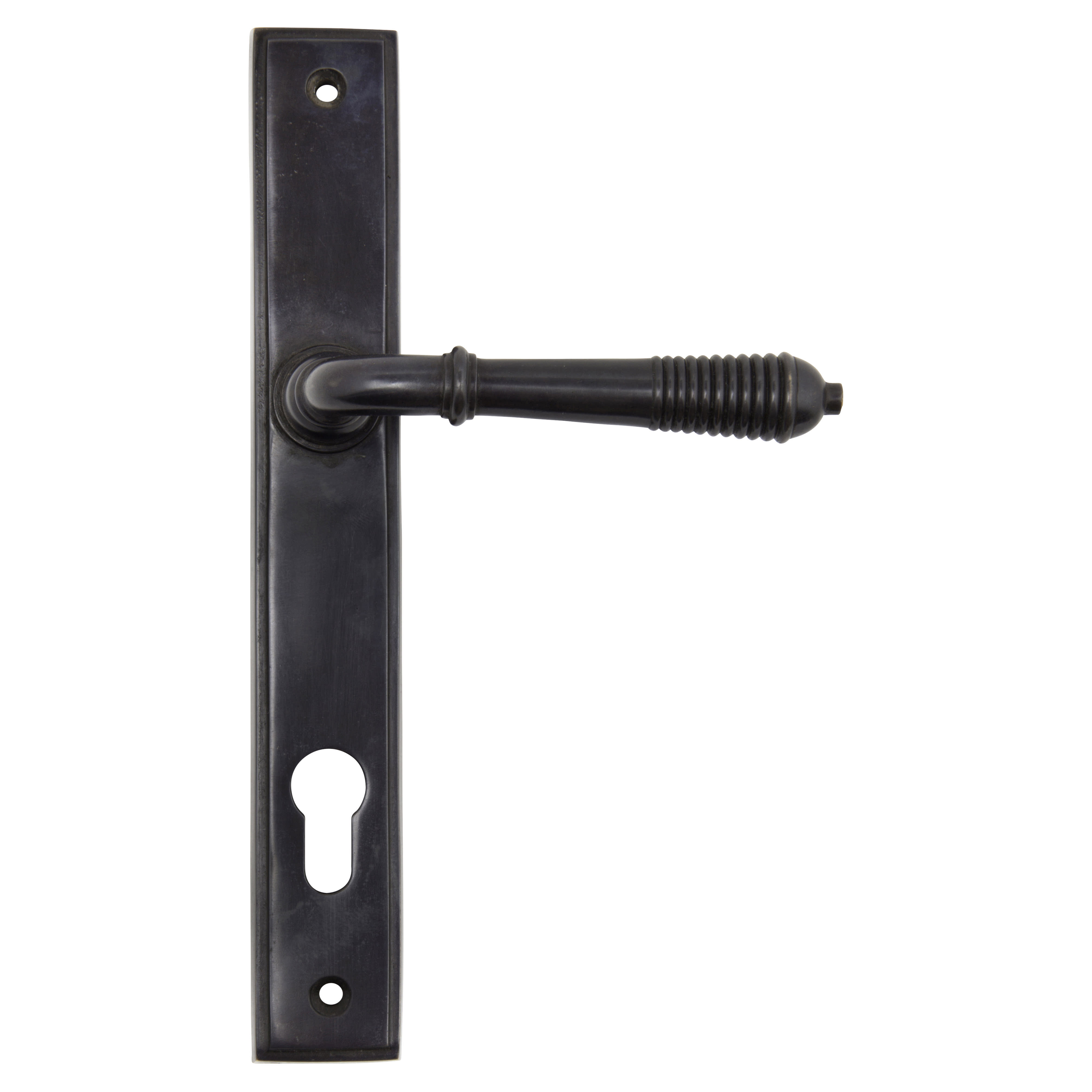 Aged Bronze uPVC Reeded Slimline Multipoint Euro Lock Door Handles - 92mm c/c