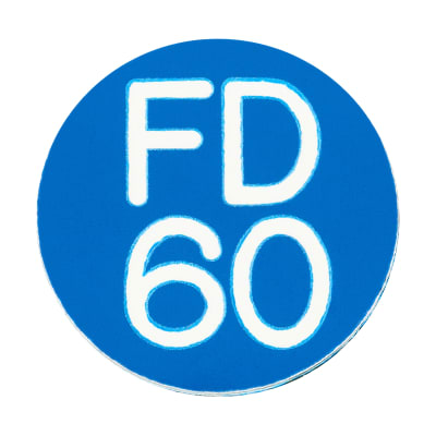 Fire Door Sign - Self Adhesive - 25mm Diameter - Rigid Plastic - Blue