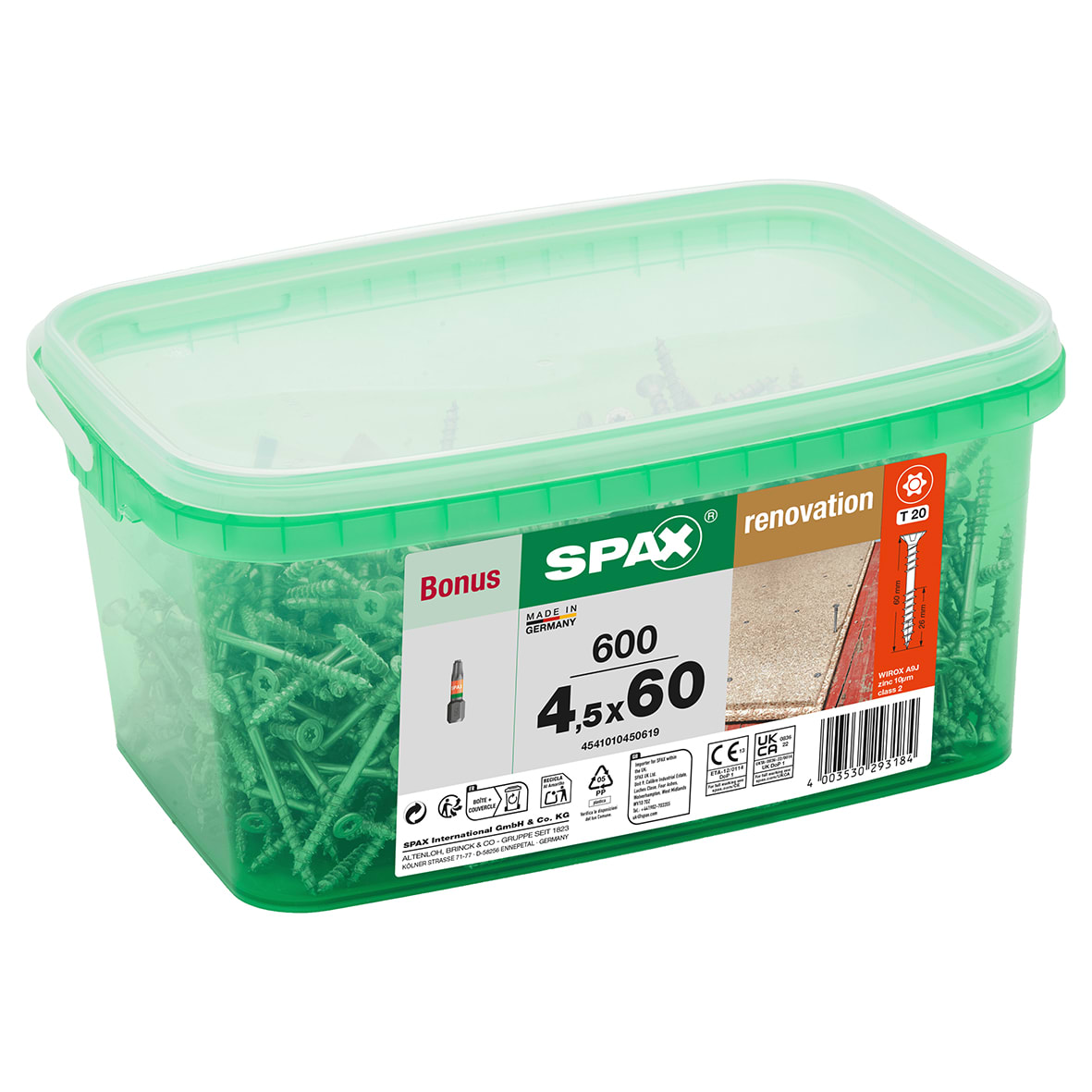 T-Star Plus Flooring Torx Countersunk Wood Screws - 4.5 x 60mm - WIROX - Pack of 600