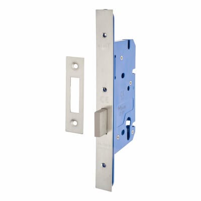 Architectural DIN Euro Deadlock - 85mm Case - 60mm Backset - Satin Stainless Steel