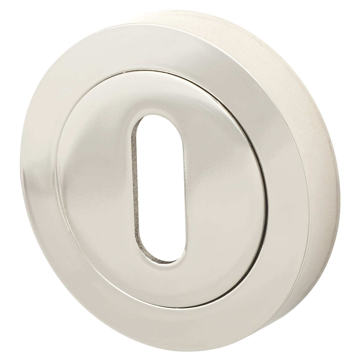 Escutcheon - 50mm Diameter - Keyhole - Polished Nickel