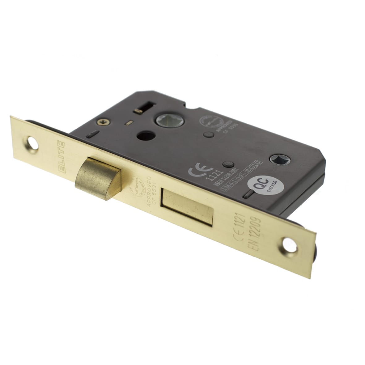 Bolt Through Bathroom Lock - 65mm Case - 44mm Backset - Satin Brass