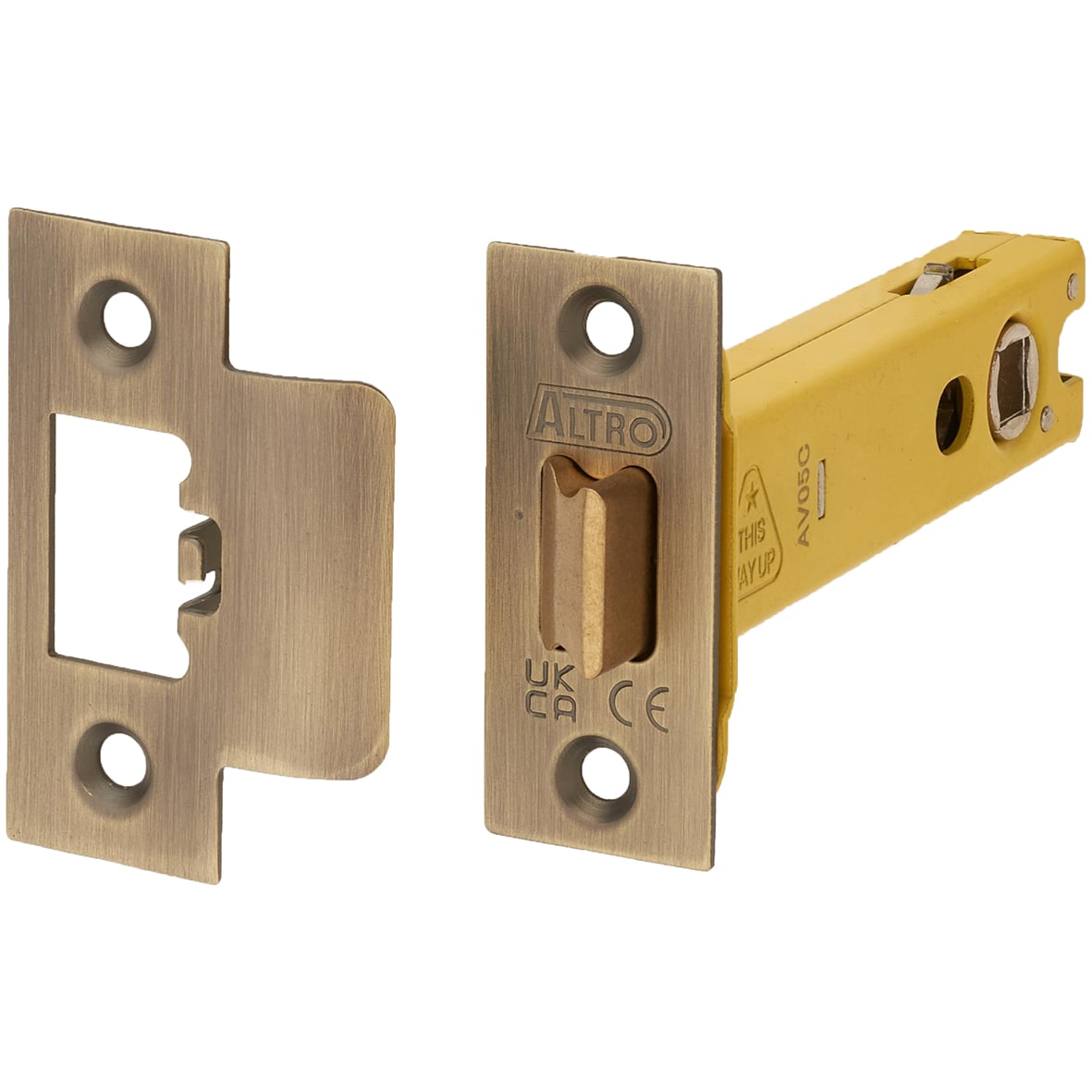 Heavy Duty Bolt Through Tubular Latch - 103mm Case - 82mm Backset - Square - Antique Brass