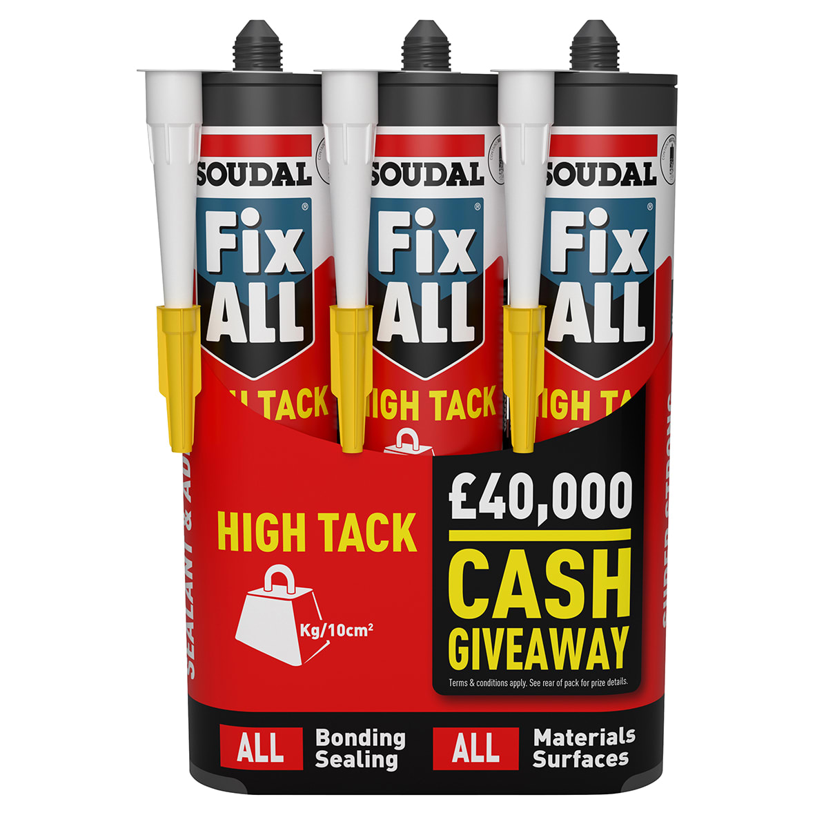 Fix All High Tack Sealant & Adhesive - 290ml - White - Promotional Pack of 3