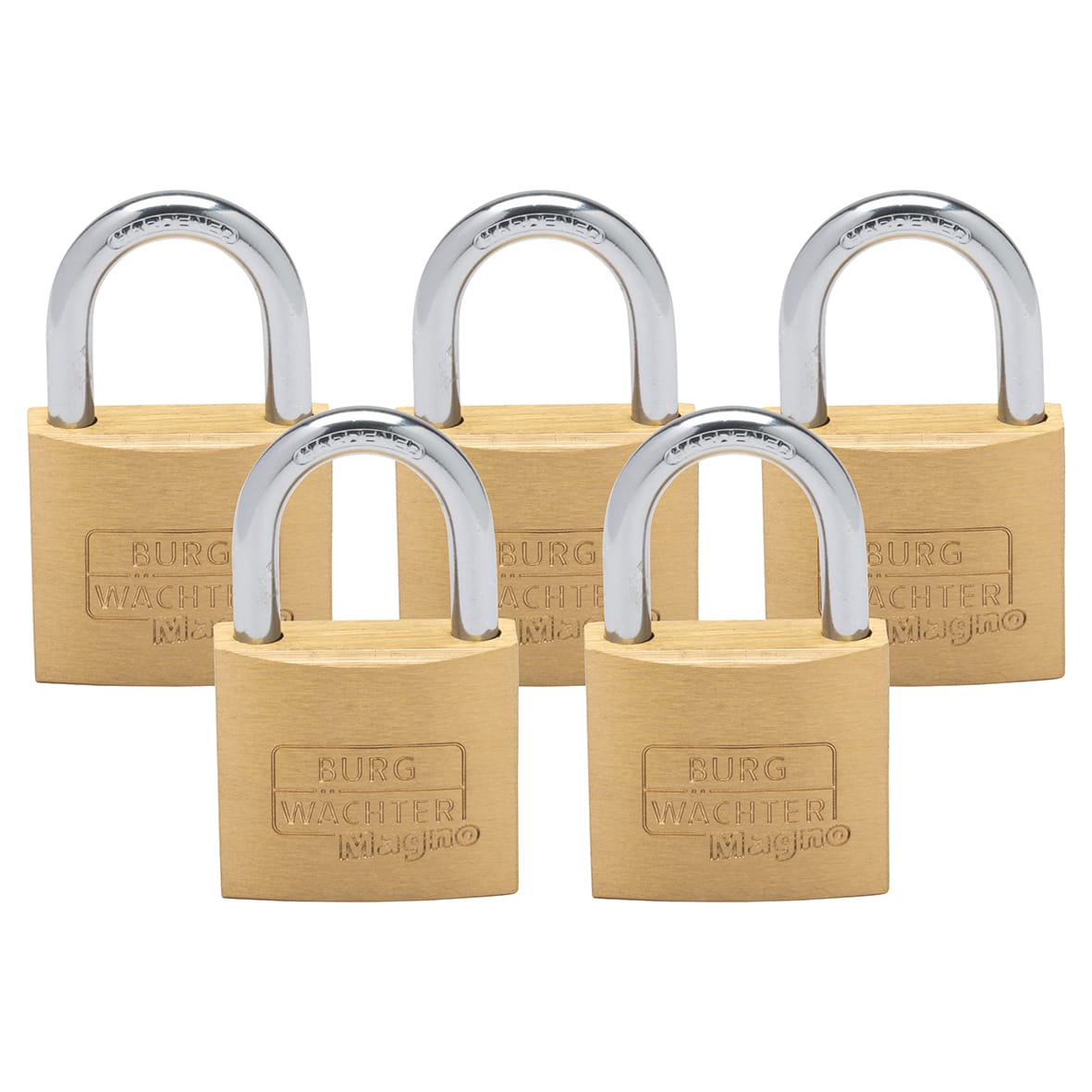 Brass Magno Padlock - 50mm Body - 28 x 29.5mm Shackle - Keyed Alike - Pack of 5