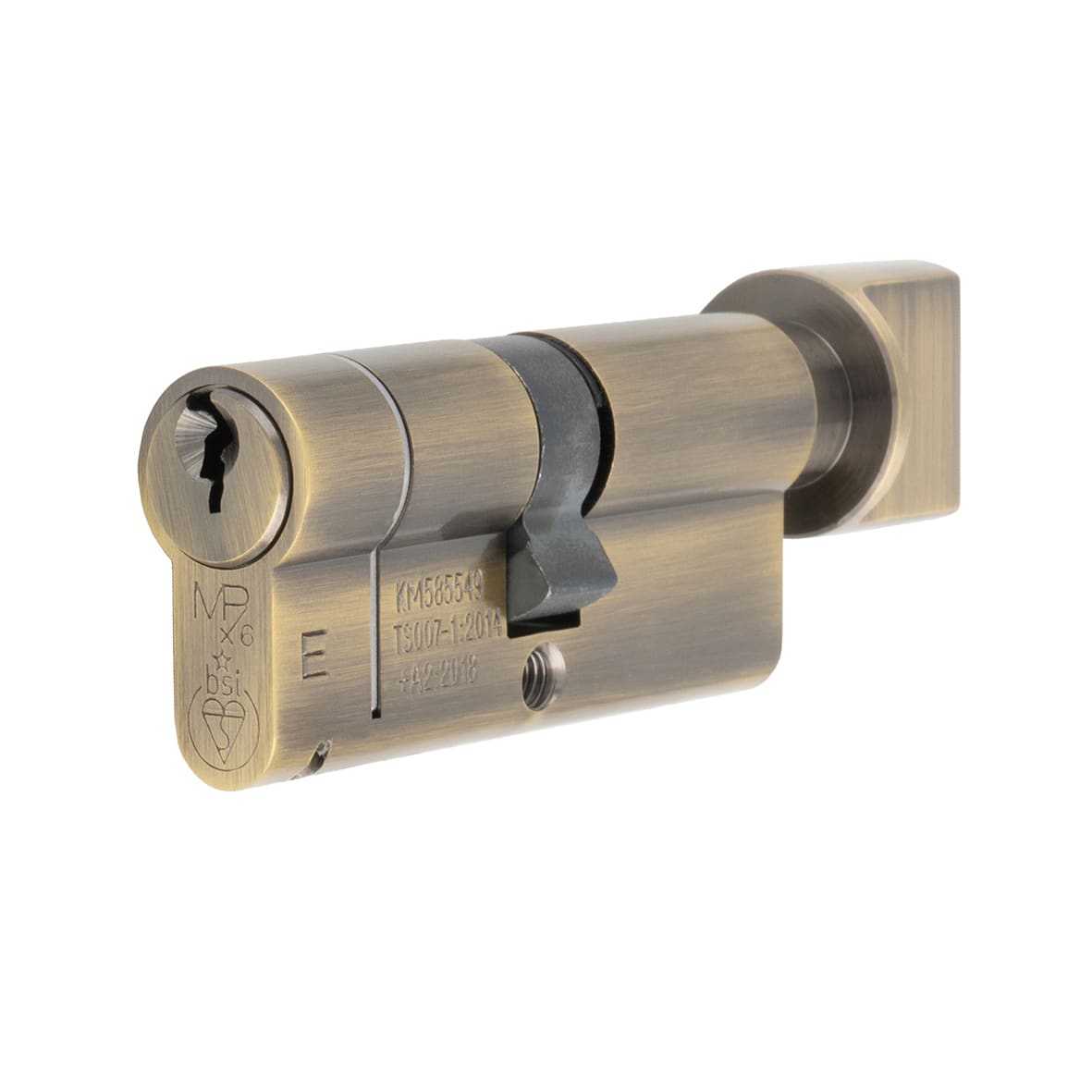 1 Star 6 Pin 80mm Euro Thumbturn Cylinder - 40 + 40mm - Antique Brass - Keyed to Differ