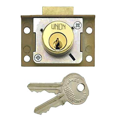 4138/7 Cylinder Cut Cupboard Lock - 63.5 x 38mm - Keyed to Differ - Slam Bolt - Polished Brass