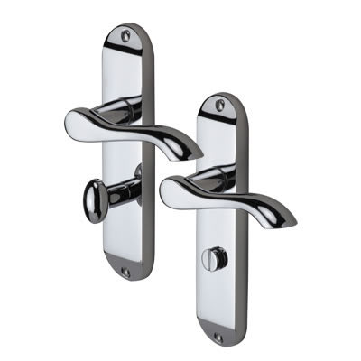 Polished Chrome Scroll Bathroom Door Handles - Aurora Range - 183 x 42mm
