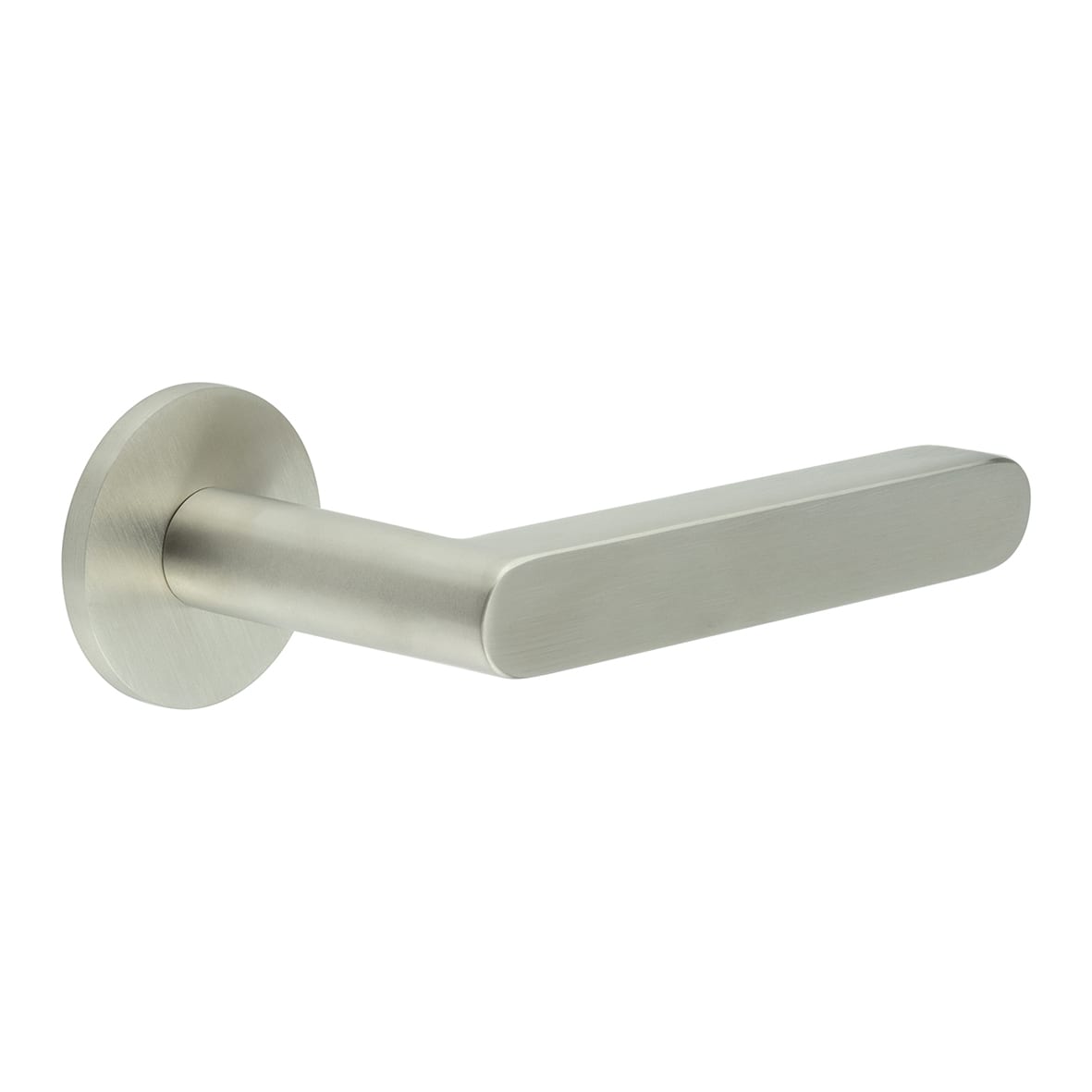 Satin Stainless Steel Unsprung Fire Rated Door Handles on Round Rose - CR-101 Range