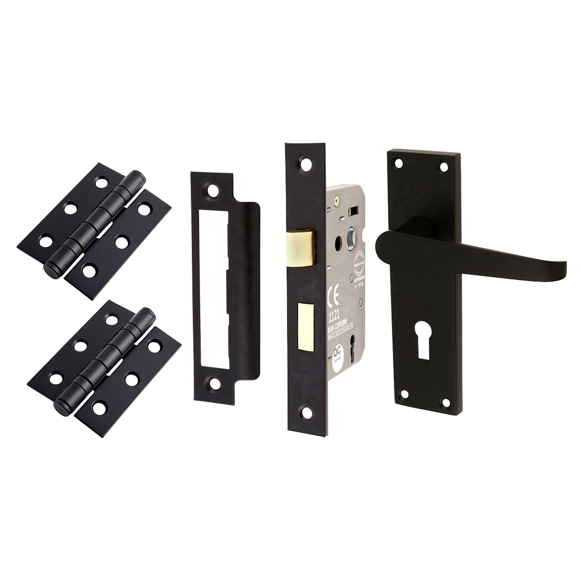 Matt Black Budget Straight 3 Lever Sashlock Door Handles Pack
