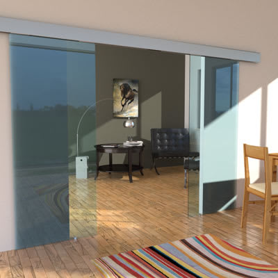 Twin OPVD Opposite Synchronised Glass Sliding Door Gear Kit - 3000mm Track - 80kg Max Door