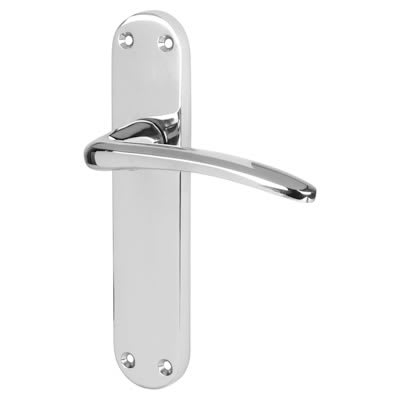 Polished Chrome Latch Door Handles - Salerno Range - 182 x 39mm