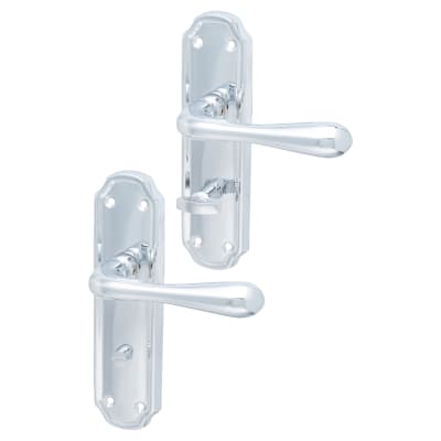 Polished Chrome Bathroom Door Handles - Genoa Range - 168 x 45mm