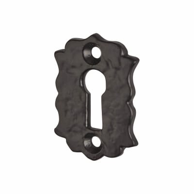 Floral Escutcheon - 48 x 32mm - Keyhole - Antique Black Iron