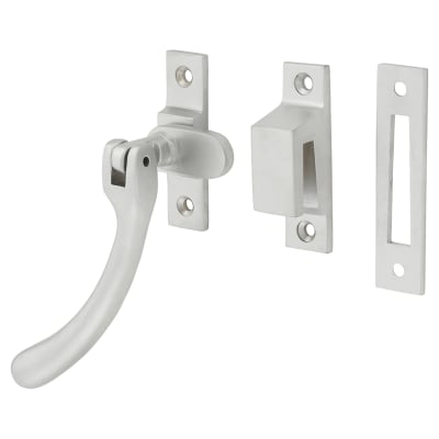 Bulb End Mortice & Hook Plate Casement Window Fastener - Reversible - Soft Satin Chrome