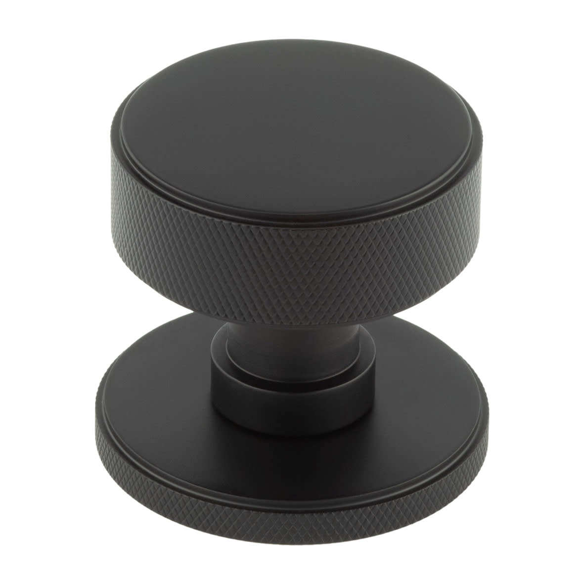 Black Knurled Mortice Door Knob - 60mm Rose Diameter - Westbourne Range