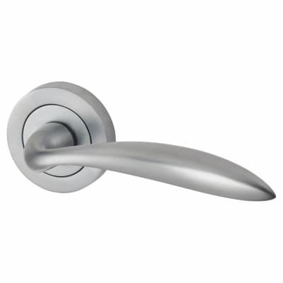 Satin Chrome Door Handles on Round Rose - Morgan Range