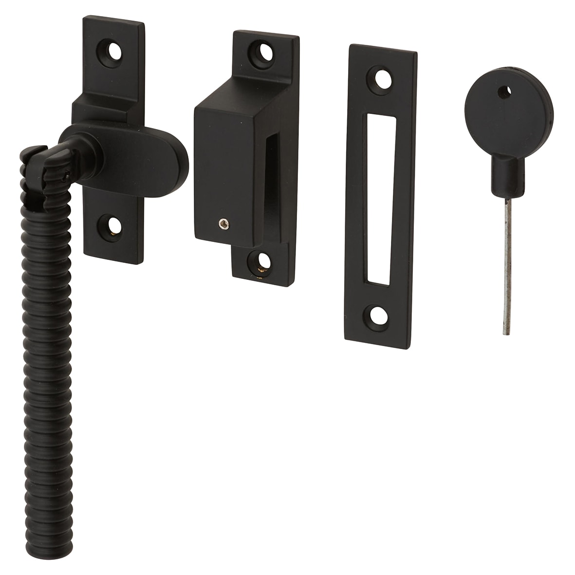 Iris Reeded Locking Mortice & Hook Plate Window Fastener - Reversible - Matt Black