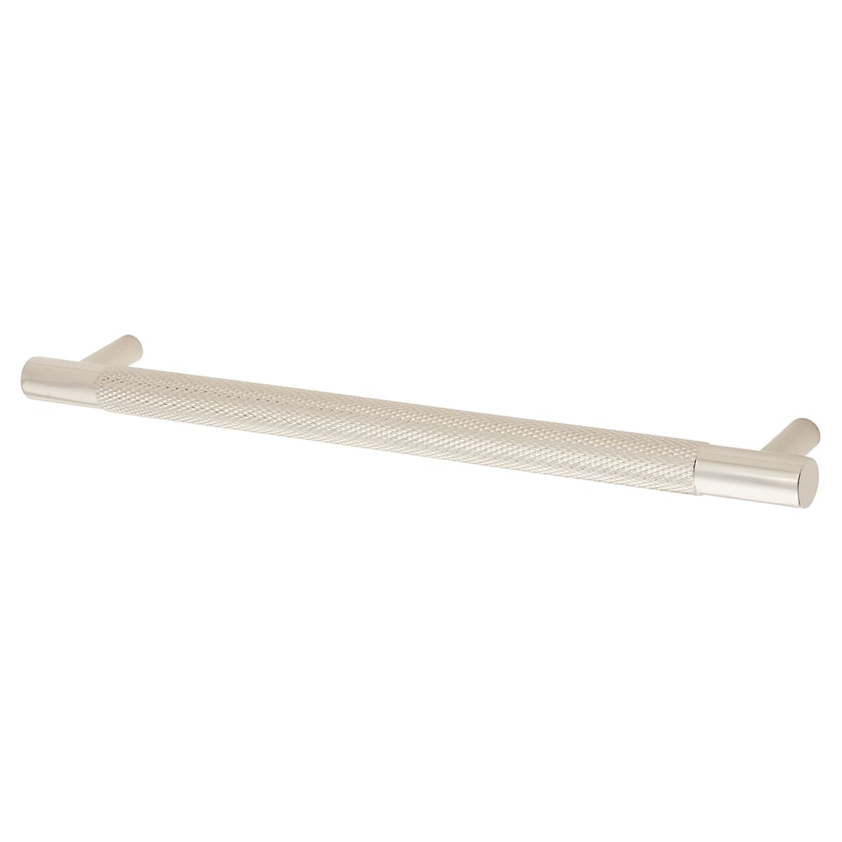 Brunel 13mm Knurled T-Bar Cabinet Pull Handle - 192mm Centres - Polished Nickel