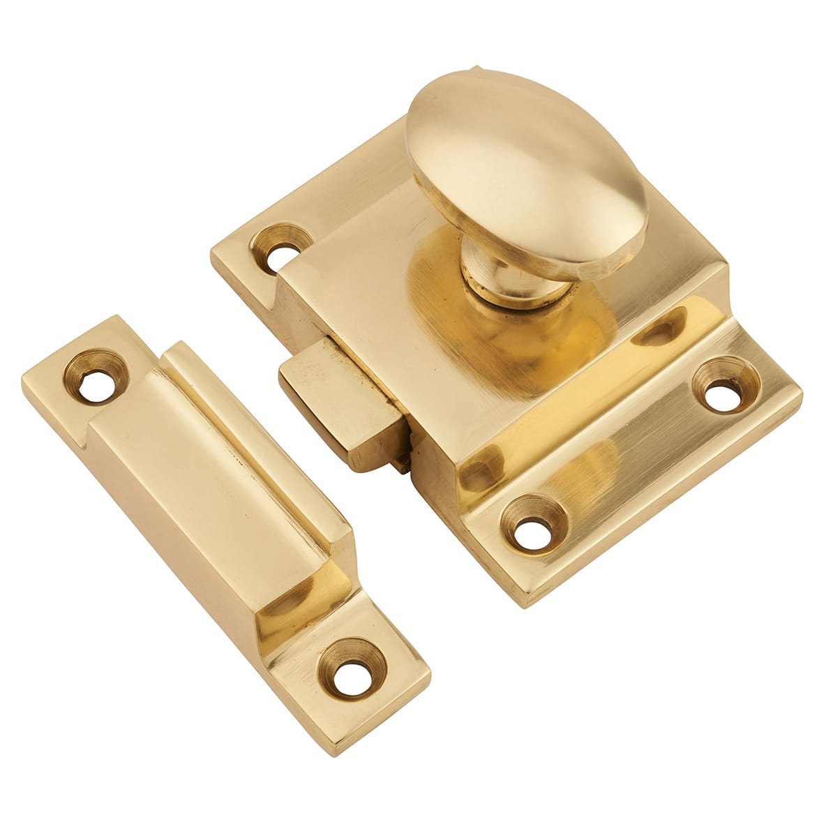 Box Style Cupboard Catch - 55 x 40 x 35mm - Polished Brass