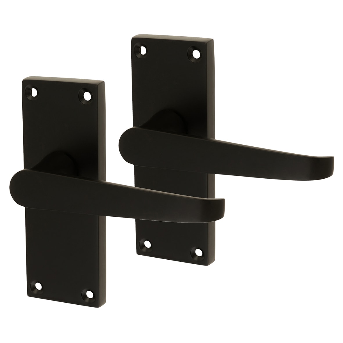 Matt Black Budget Straight Latch Door - Short Plate - Mia Range - 114 x 42mm