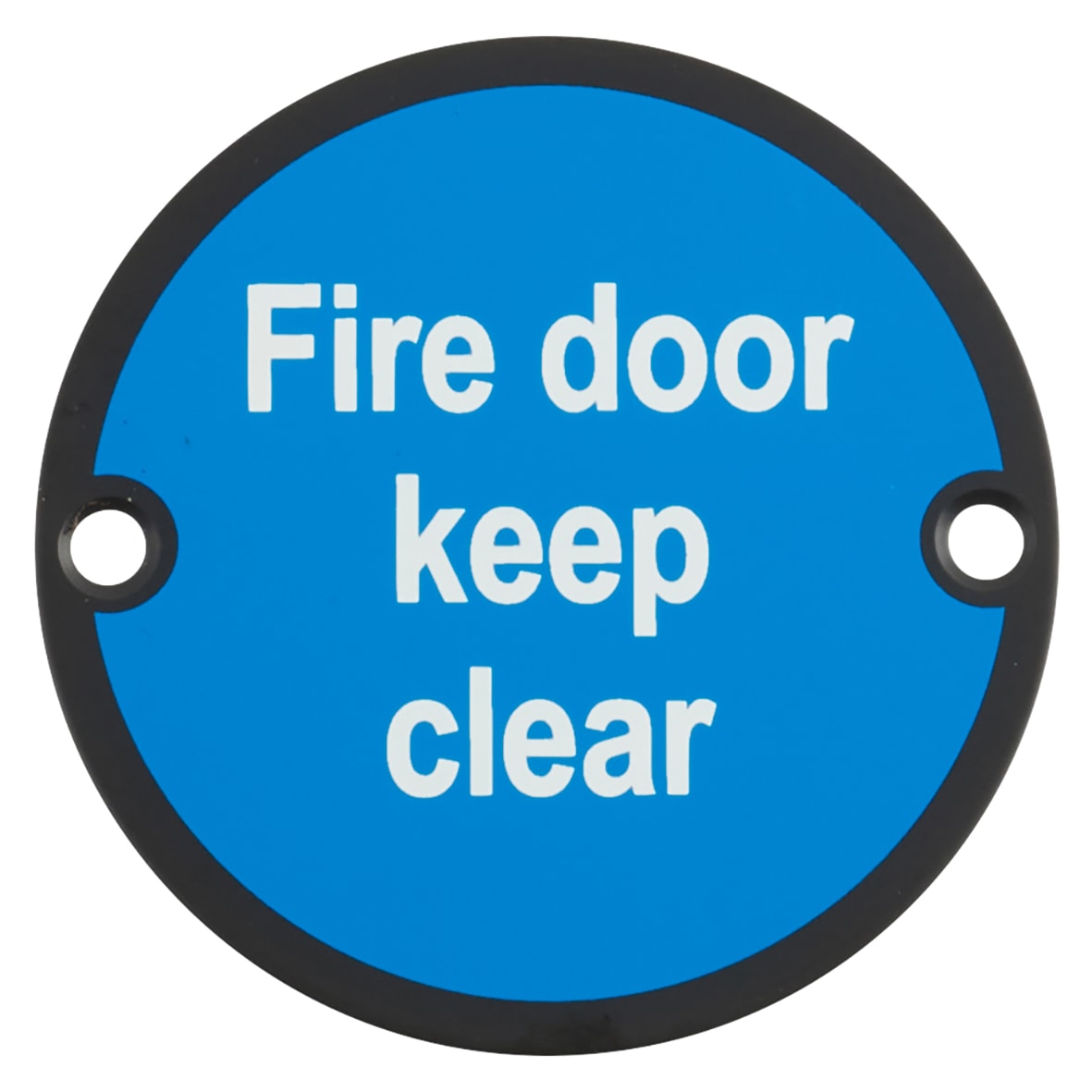 Fire Door Keep Clear Door Sign - 75mm Diameter - Matt Black