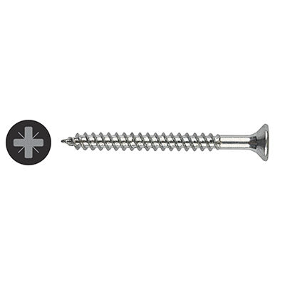 Pozi Countersunk Wood Screws - 10 x 3" - Zinc Plated - Pack of 100