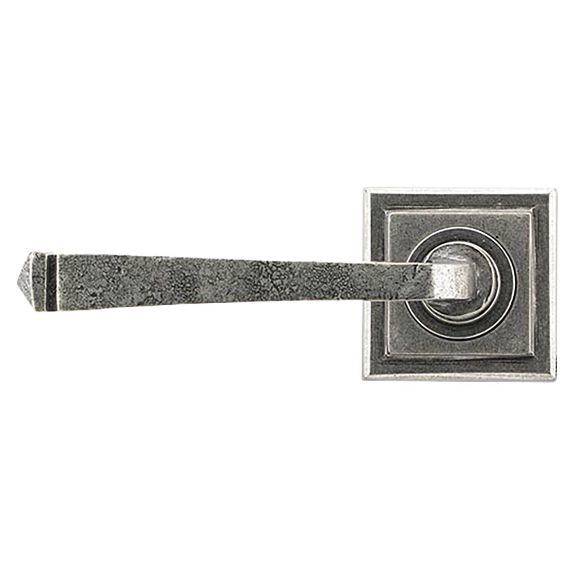 Pewter Door Handles on Square Rose - Avon Range