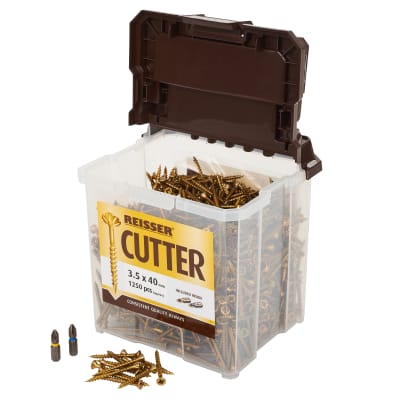Cutter Pozi Countersunk Wood Screws Tub - 3.5 x 40mm - Yellow Zinc - Pack of 1250