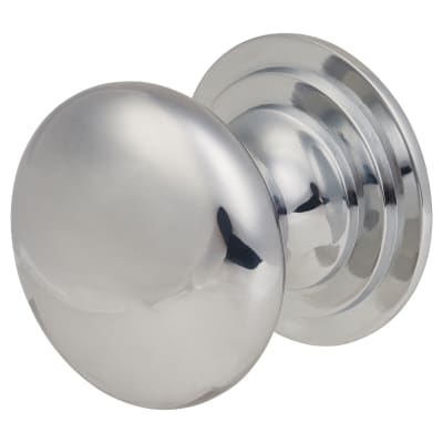 Victorian Turned Round Cabinet Knob - 38mm Diameter - Polished Chrome