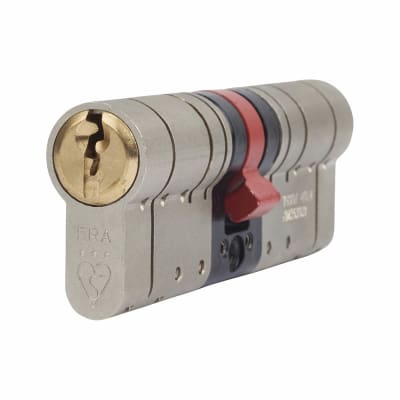 3 Star Sold Secure 6 Pin Fortress 85mm Euro Double Cylinder - 40 + 45mm - Sat Nickel/Pol Brass