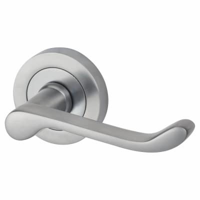 Satin Chrome Victorian Summer Scroll Door Handles on Round Rose