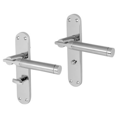 Polished/Satin Chrome Bathroom Door Handles - Parma Range - 182 x 39mm